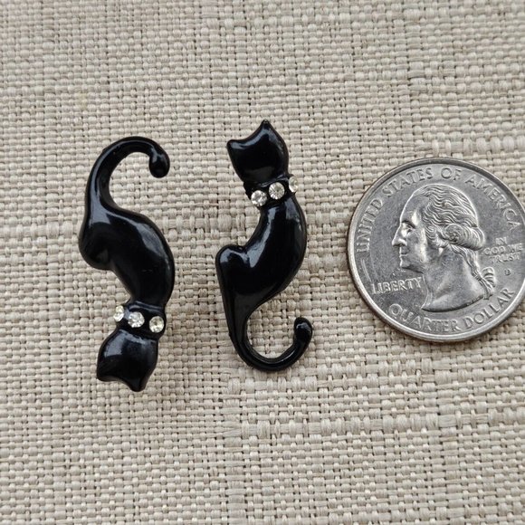 Cat Earrings Women Ear Jewelry Black Tone Fashion Jewelry Earrings - Picture 8 of 10